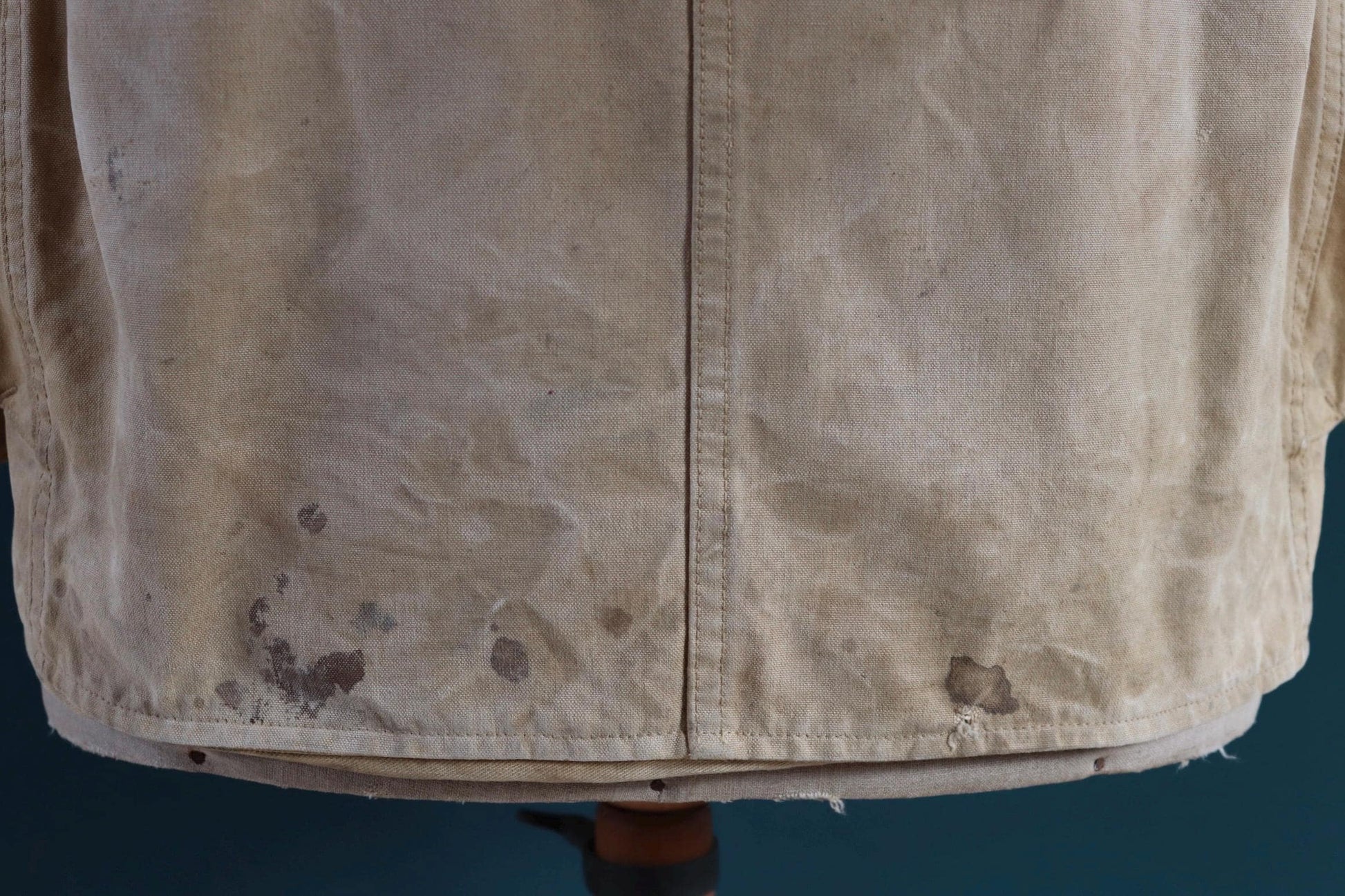 Vintage 1930s 30s 1940s 40s tin cloth duck cotton canvas hunting shooting jacket 43” chest Drybak American workwear work chore