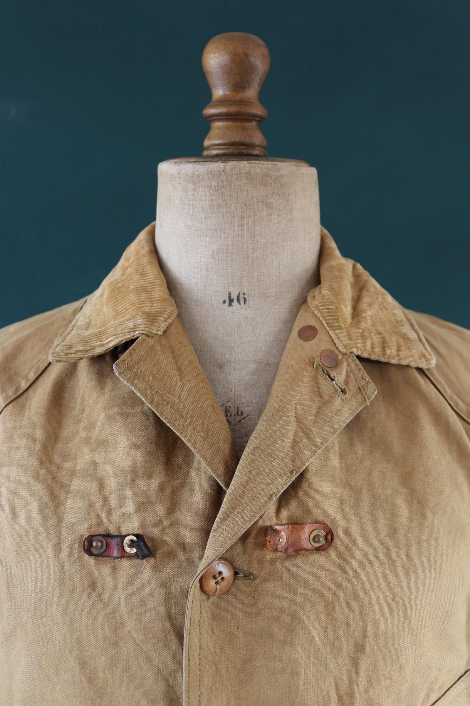 Vintage 1930s 30s 1940s 40s Red Head tin cloth duck cotton canvas hunting shooting jacket 42” chest American workwear work chore