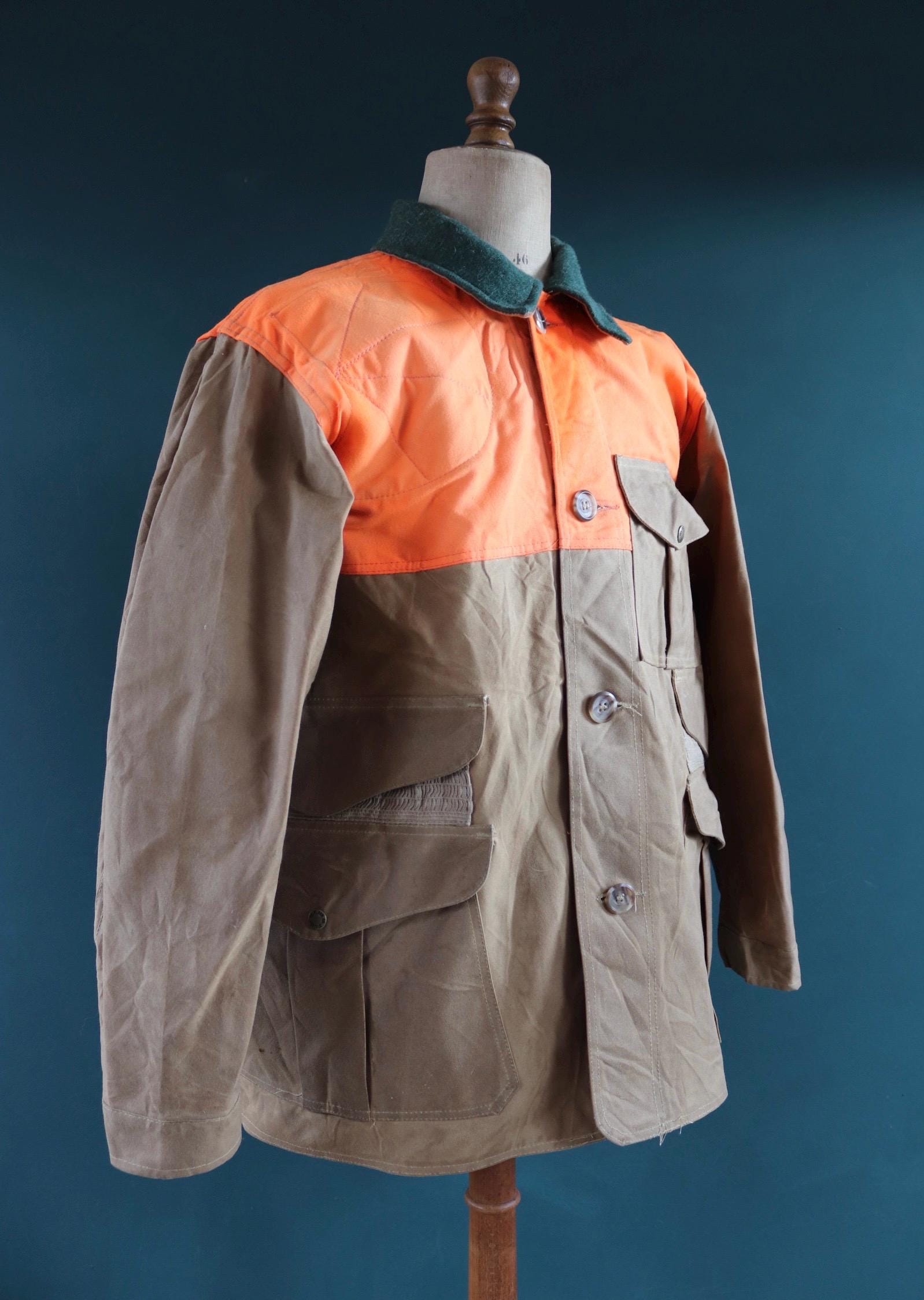 Vintage CC Filson tin cloth paraffin waxed cruiser jacket 53” chest workwear work chore waterproof hunting