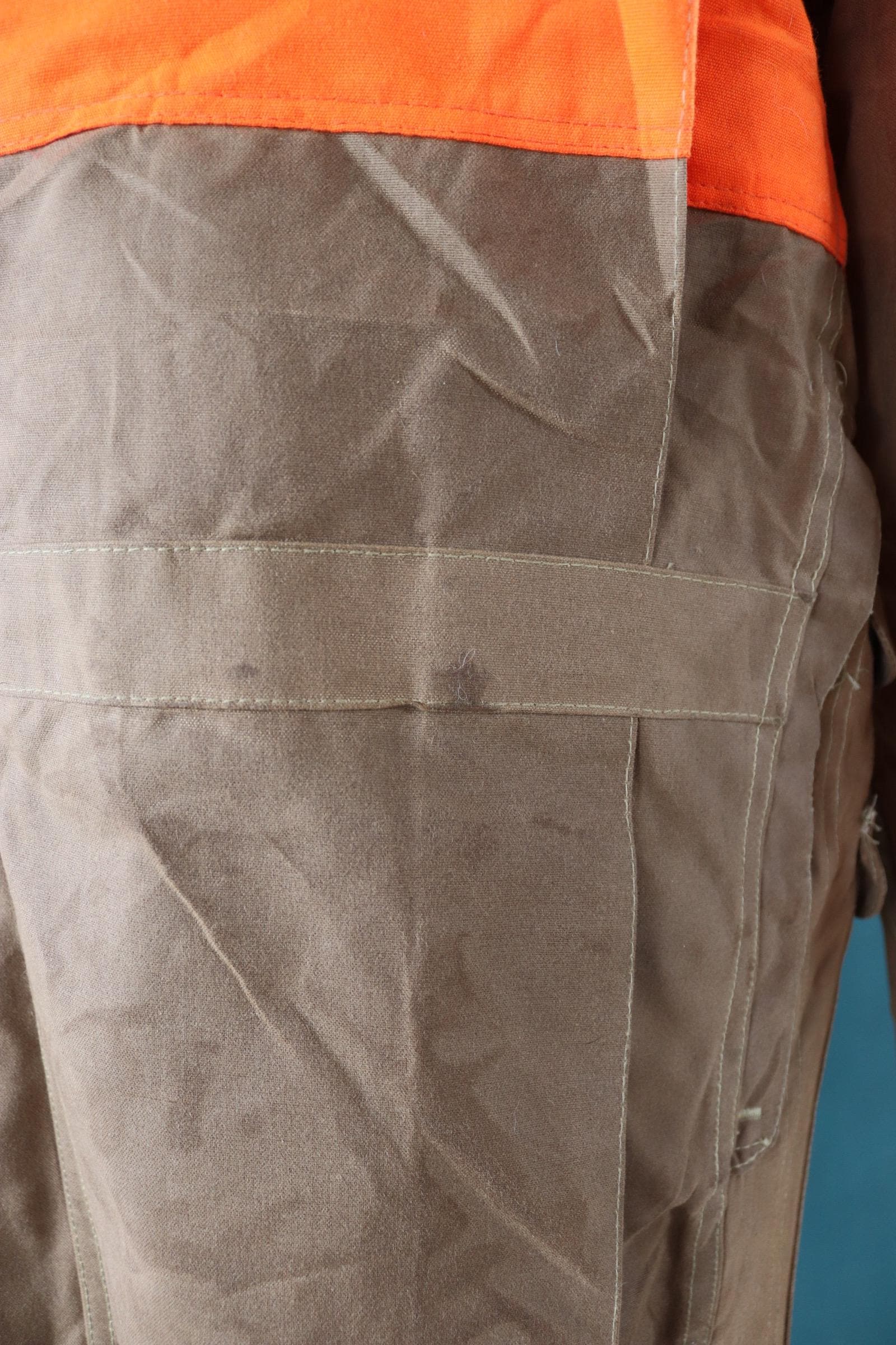 Vintage CC Filson tin cloth paraffin waxed cruiser jacket 53” chest workwear work chore waterproof hunting
