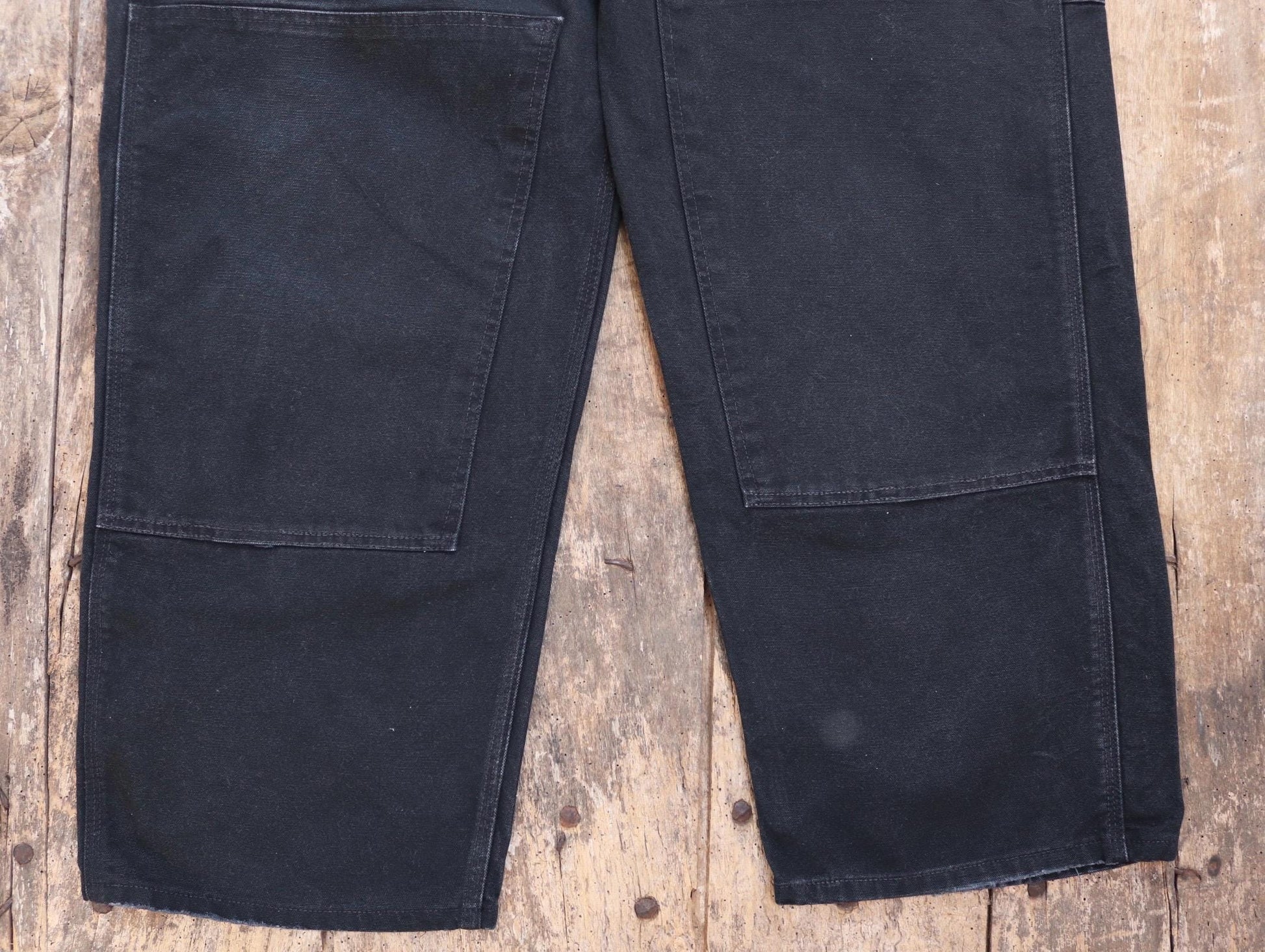 Vintage Carhartt overalls - workwear dungarees - black duck cotton canvas - 44" x 29" - triple stitched