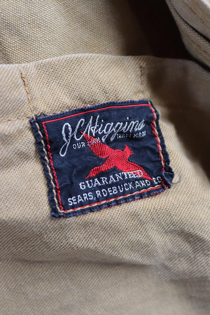 Vintage 1950s 50s 1960s 60s JC Higgins tan brown duck cotton canvas jacket hunting shooting American 50” chest workwear chore work
