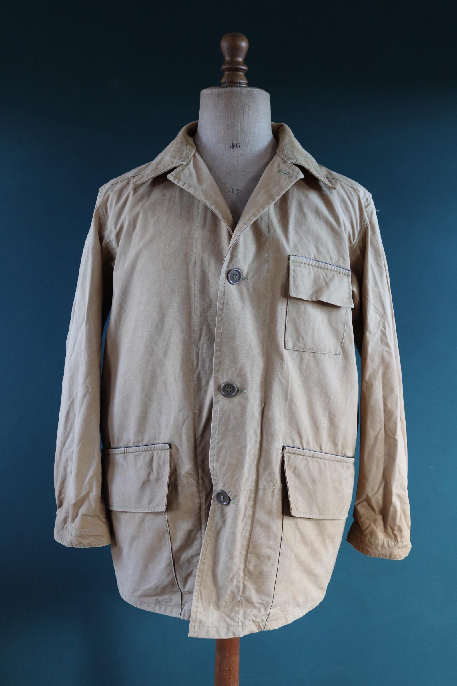 Vintage 1940s 40s Duxbak Utica Aero tan brown duck cotton canvas jacket hunting shooting American 48” chest work workwear chore