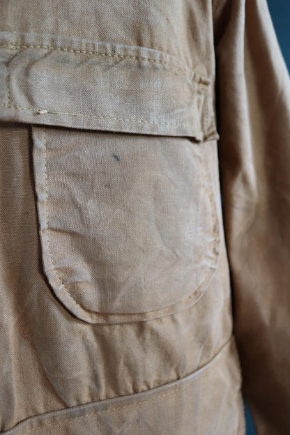 Vintage 1960s 60s Brush Master tan brown duck cotton canvas jacket hunting shooting American 47” chest workwear work chore