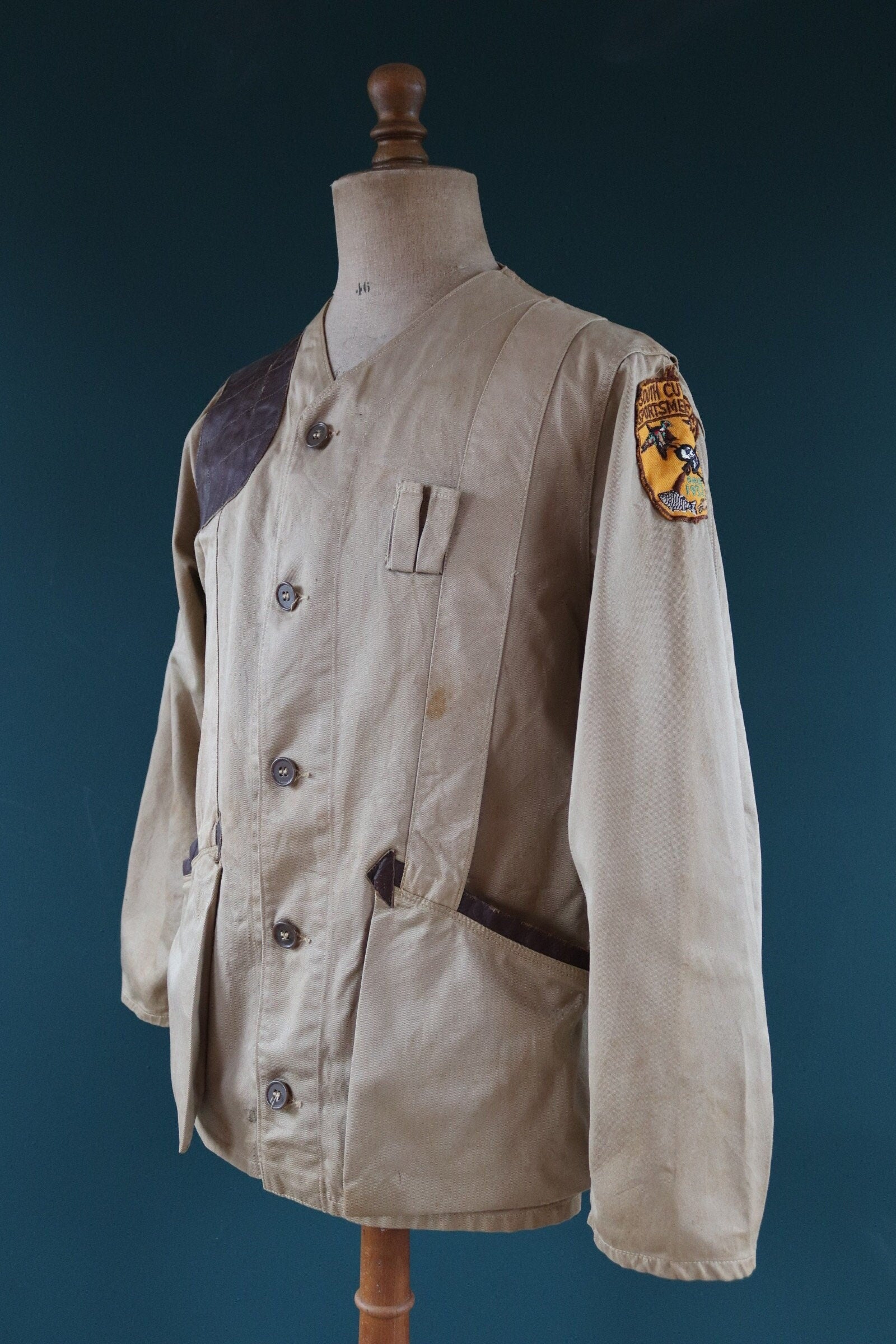 Vintage 1950s 50s 1960s 60s 10-X hunting shooting rifle jacket 42” chest club patches