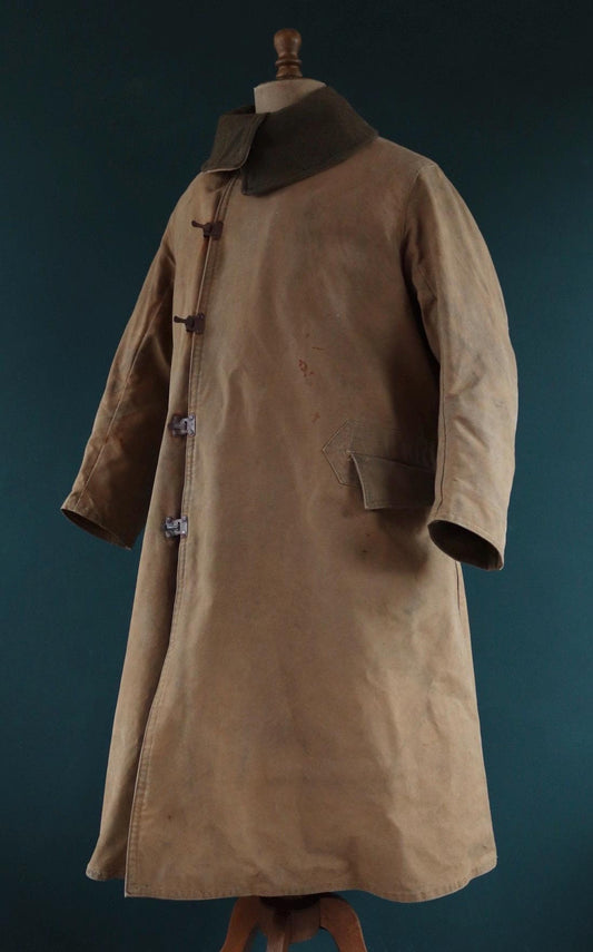 Vintage 1940s 40s WW2 British army military Tropal coat canvas sheepskin 49” chest work workwear chore shawl collar LRDG