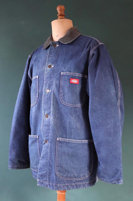 Vintage 1990s 90s Dickies blue denim blanket lined barn chore jacket workwear work chore 50” chest