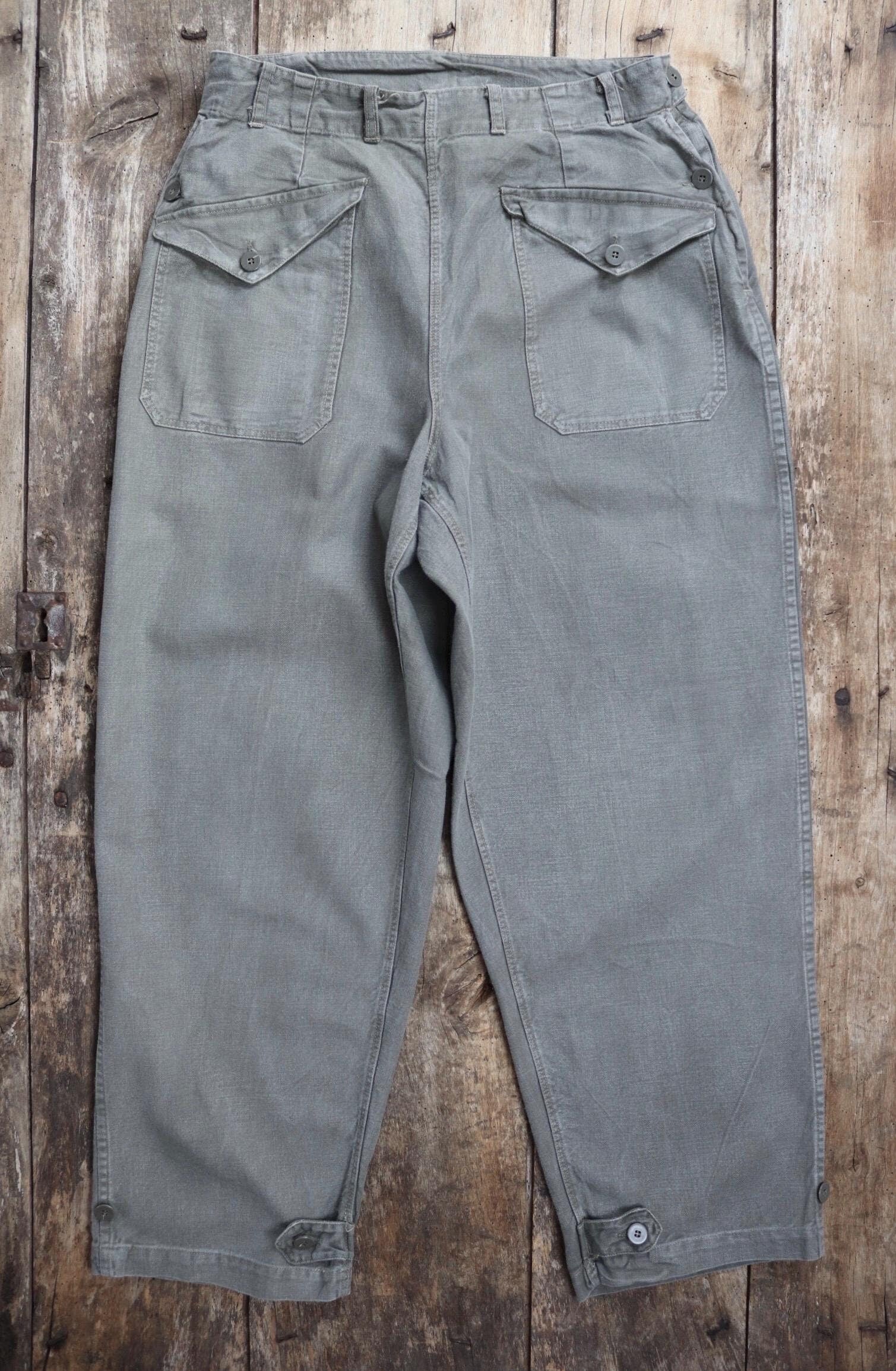 Vintage 1940s 1950s Swedish cargo trousers pants military women’s cotton twill utility workwear work chore 29” 31” x 28”