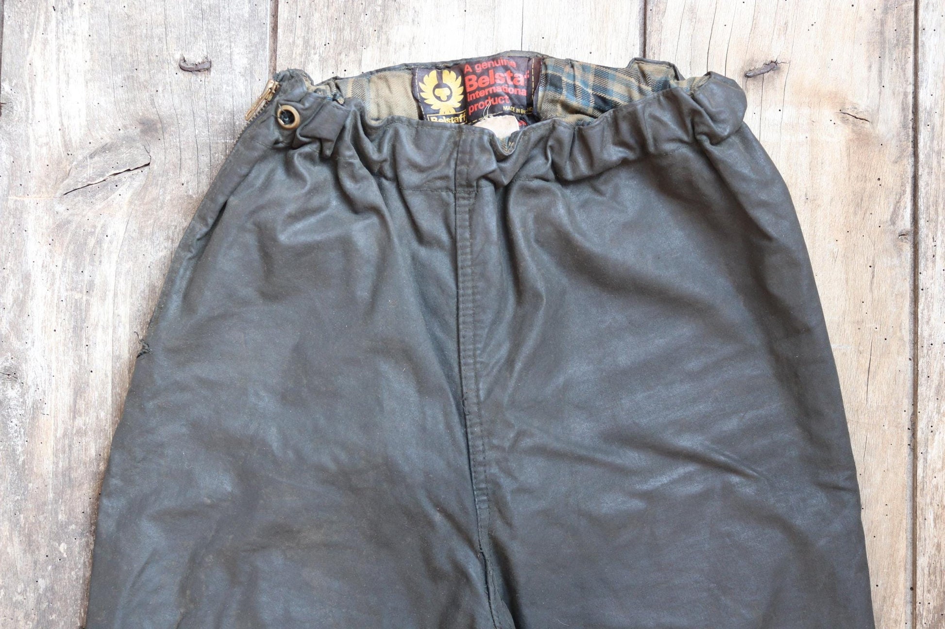 Vintage 1970s Belstaff International waxed cotton motorcycle trousers 26” 28” 30” trial bike racing