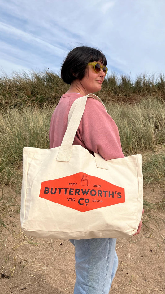 Cotton tote beach bag Butterworth’s Vintage shop Devon
