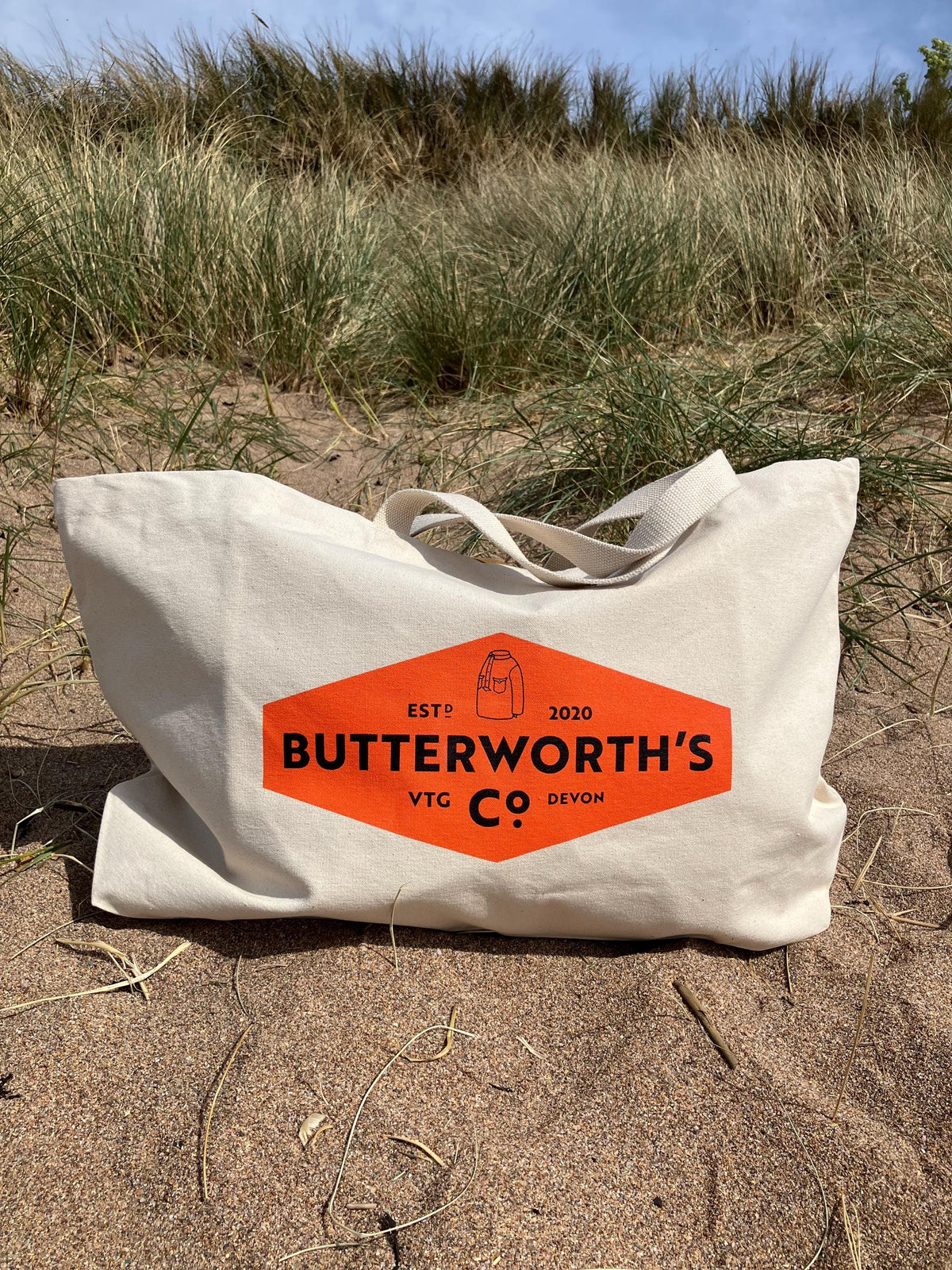 Cotton tote beach bag in extra large size - Butterworth’s Vintage shop Devon