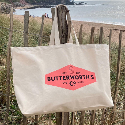 Cotton tote beach bag in extra large size - Butterworth’s Vintage shop Devon