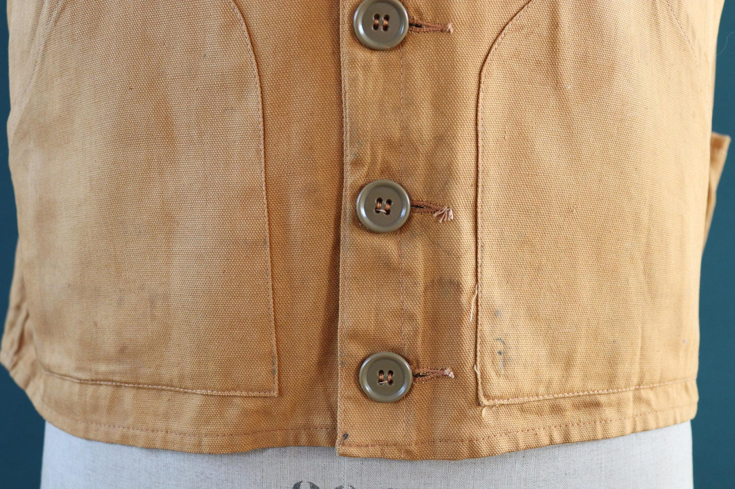 Vintage 1970s 80s utility vest - duck cotton waistcoat - hunting workwear - 44” chest