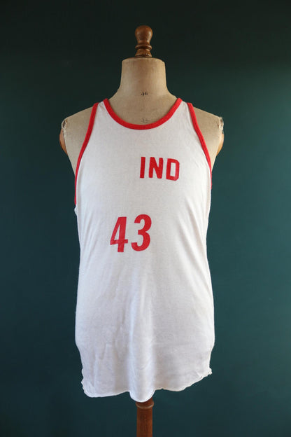 Vintage 1970s sportswear vest - 1970s basketball singlet - durene athletics - Mike - 40" chest
