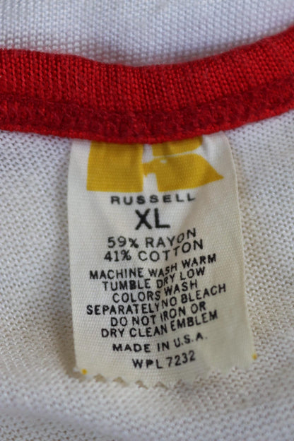 Vintage 1970s 1980s vest singlet white red nylon durene 43 Mike athletics sportswear basketball 40" chest