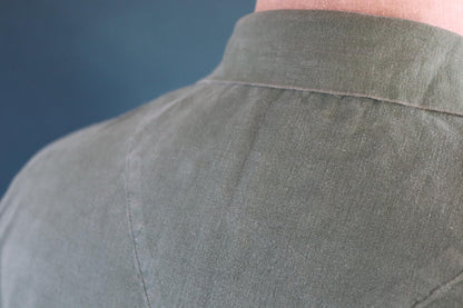 Vintage 1970s Swedish military workwear shirt - M59 - fältskjorta - green cotton army smock - 47” chest