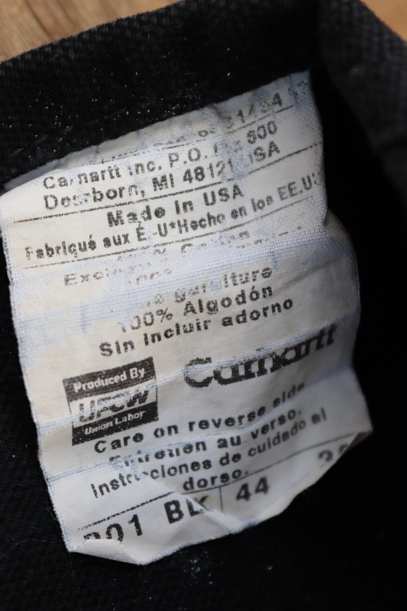 Vintage Carhartt overalls - workwear dungarees - black duck cotton canvas - 44" x 29" - triple stitched