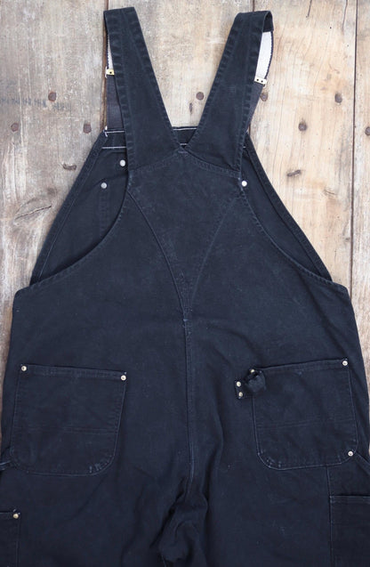 Vintage Carhartt overalls - workwear dungarees - black duck cotton canvas - 44" x 29" - triple stitched
