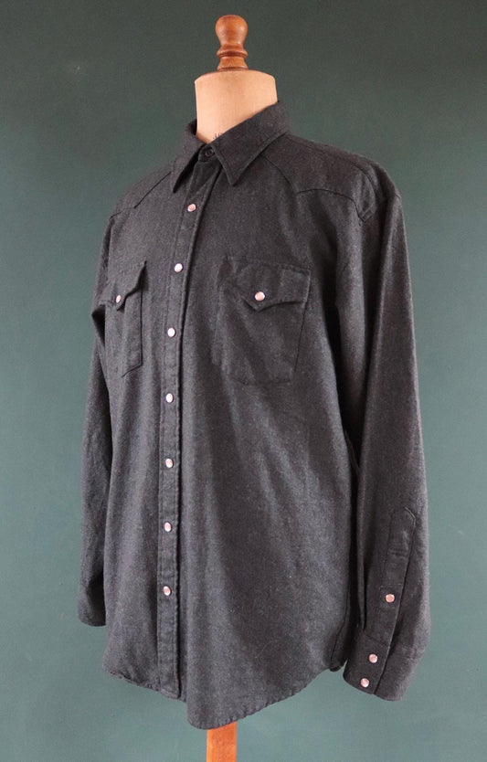 Vintage Pendleton blue teal green wool plain marl Western cowboy shirt 50" chest pearl snaps