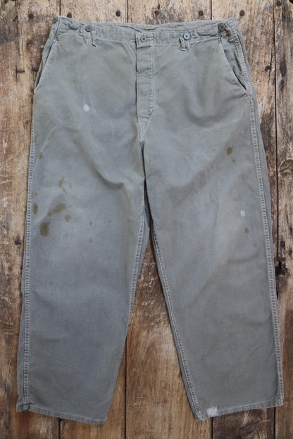 Vintage 1950s 50s 1960s 60s Swedish military cotton twill utility field trousers pants workwear work chore 41” x 30”