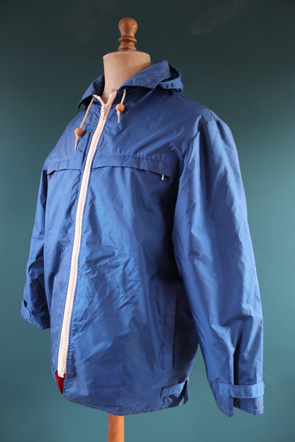 Vintage 1970s 70s 1980s 80s Commodore navy blue sailing sailor floatation waterproof anorak jacket 46” chest
