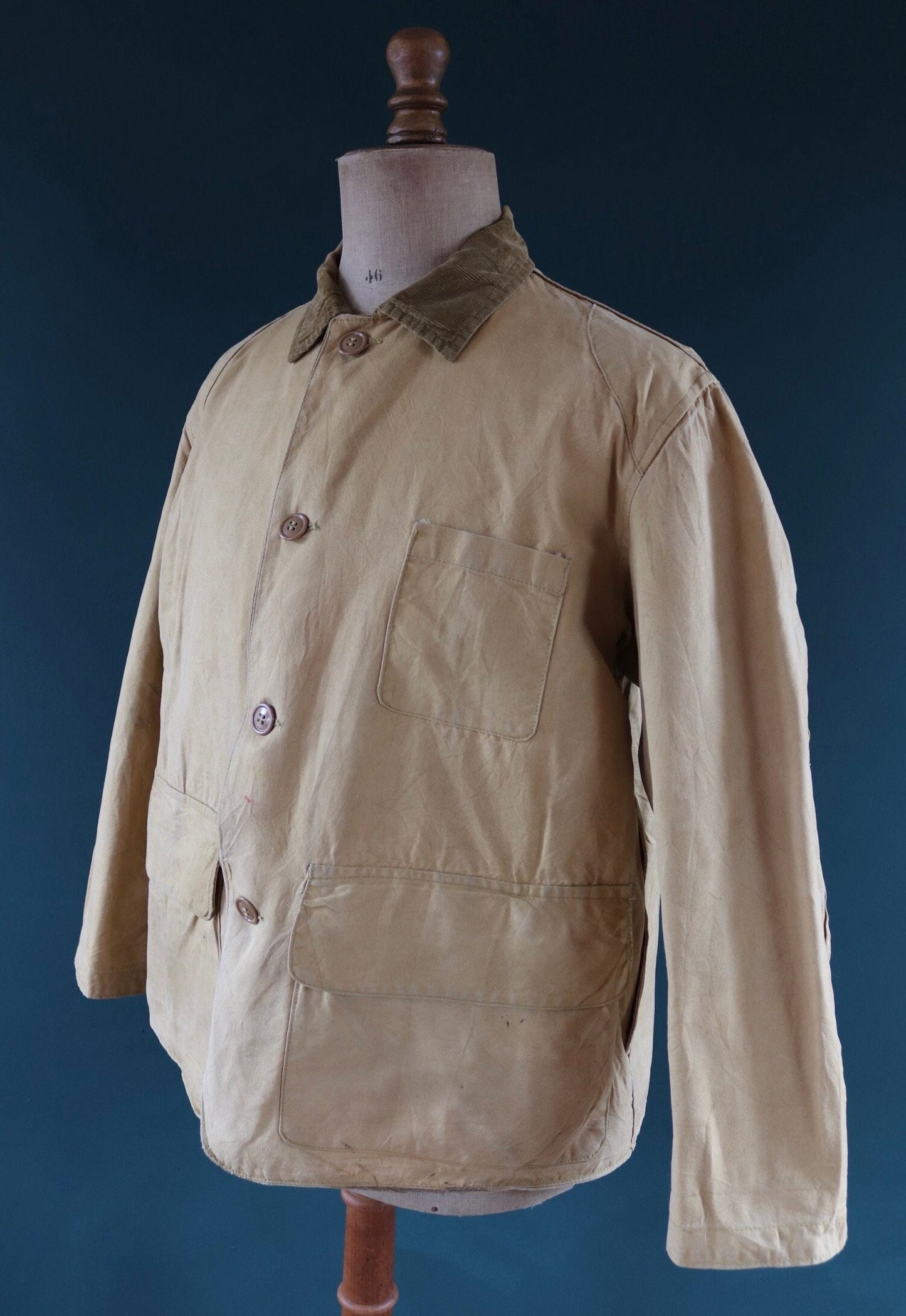Vintage 1950s 50s 1960s 60s American Field Hettrick tan brown duck cotton canvas jacket hunting shooting American 47” chest workwear chore