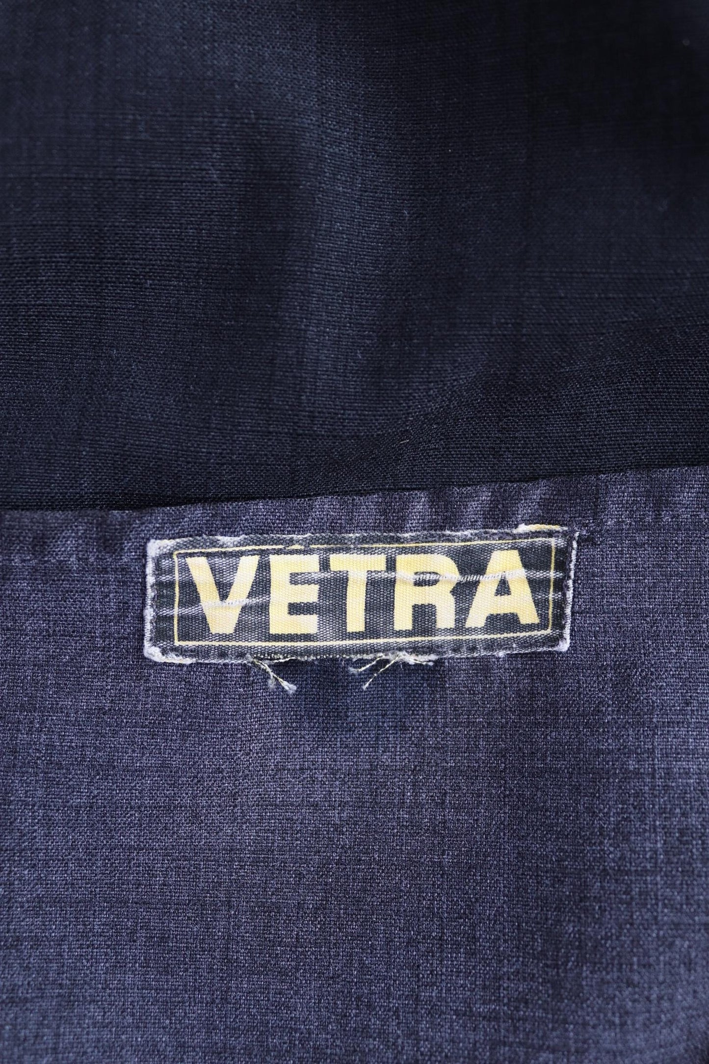 Vintage French workwear duster jacket 1950s 1960s Vetra black work chore coat maquignon machinist 50” chest