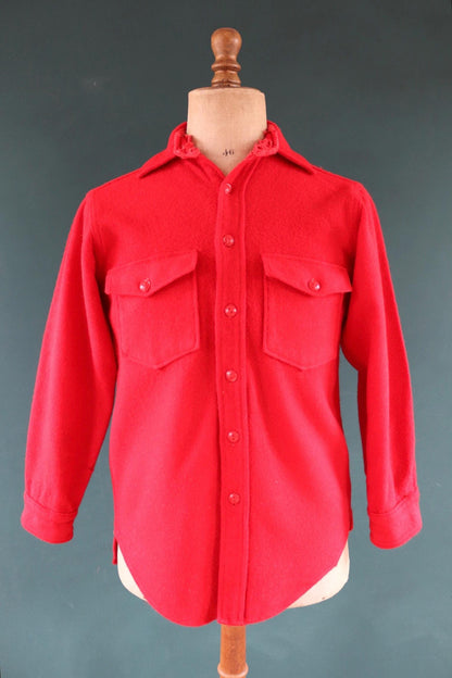 Vintage Woolrich wool shirt 1950s plain red camp camping hiking 40” chest