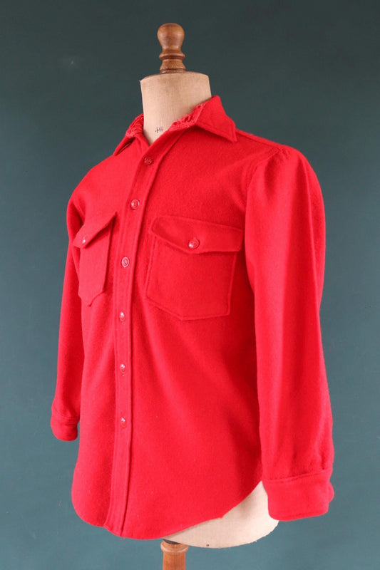 Vintage Woolrich wool shirt 1950s plain red camp camping hiking 40” chest