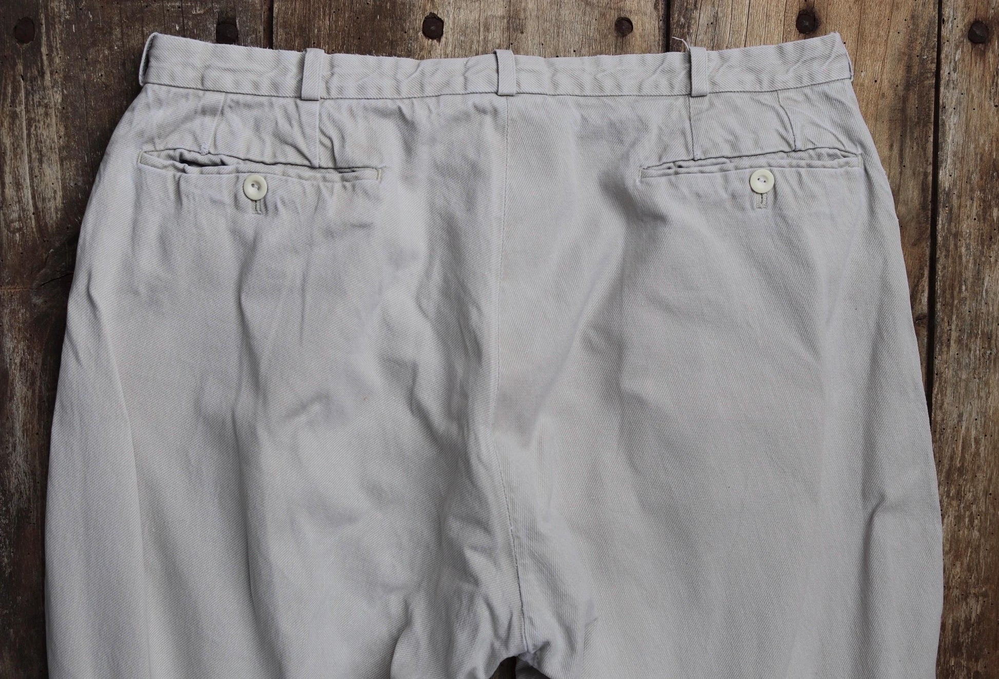 Vintage French trousers jodhpurs 1960s taupe cotton canvas hunting riding breeches 34” x 30” workwear work chore