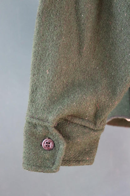 Vintage green workwear shirt wool CPO shacket Melton 52" chest hunting work chore camping hiking