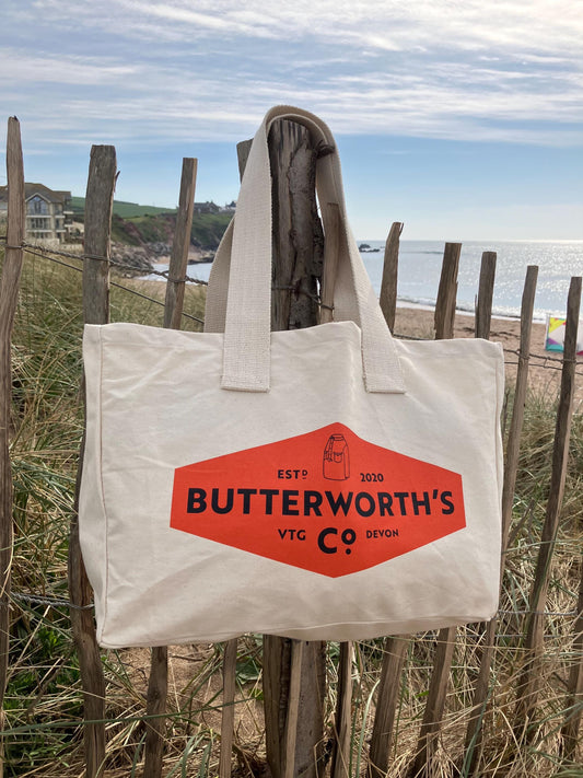 Large Cotton tote beach bag Butterworth’s Vintage shop Devon