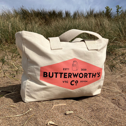 Large Cotton tote beach bag Butterworth’s Vintage shop Devon
