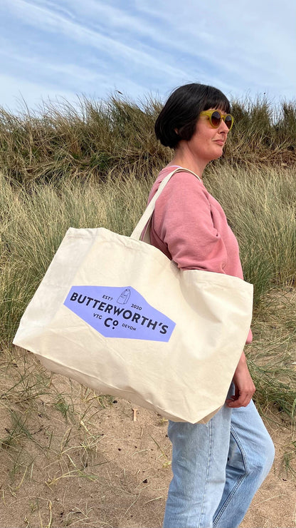 Cotton tote beach bag in extra large size - Butterworth’s Vintage shop Devon