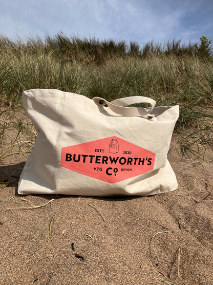 Cotton tote beach bag in extra large size - Butterworth’s Vintage shop Devon