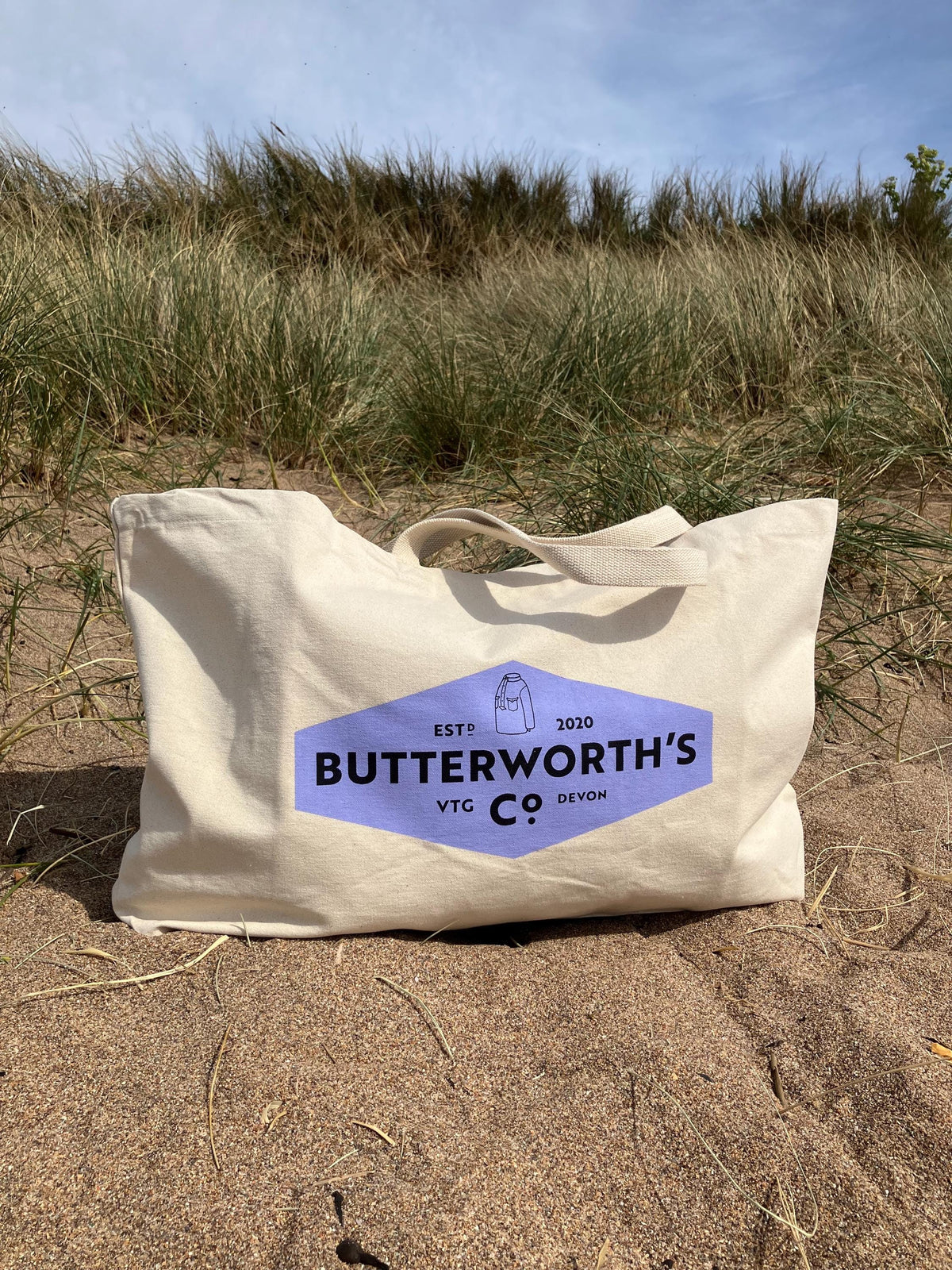 Cotton tote beach bag in extra large size - Butterworth’s Vintage shop Devon