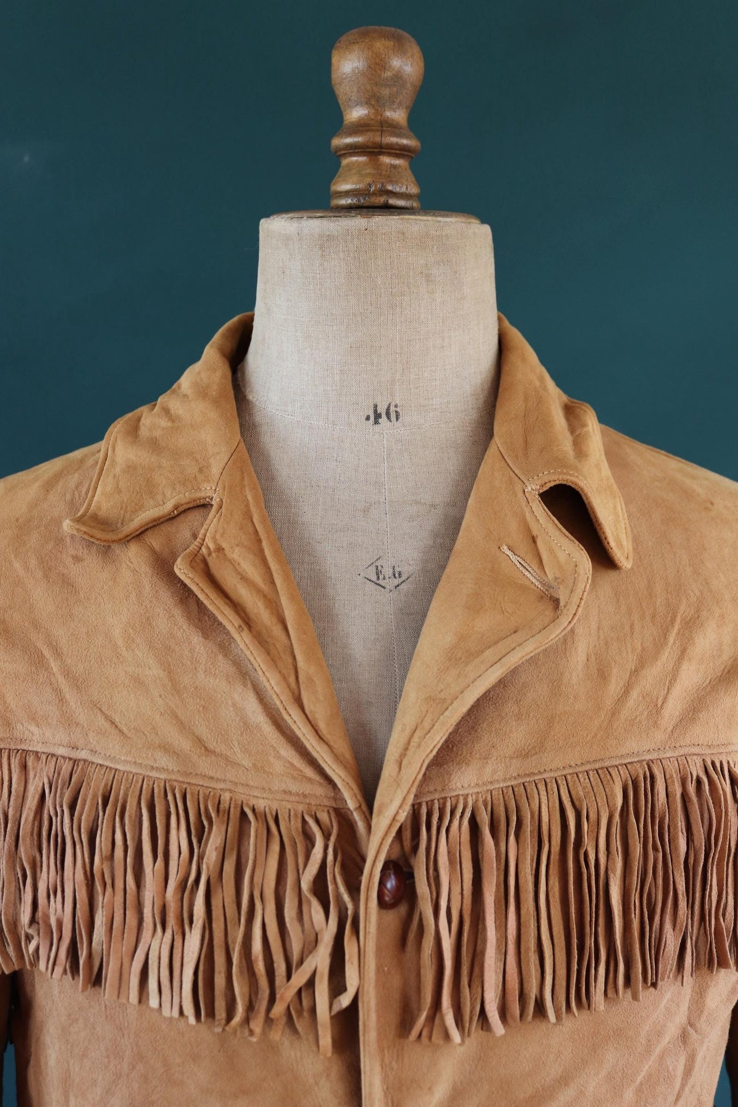 Vintage buckskin suede tassel jacket 1940s Western cowboy 42” chest California Sportswear