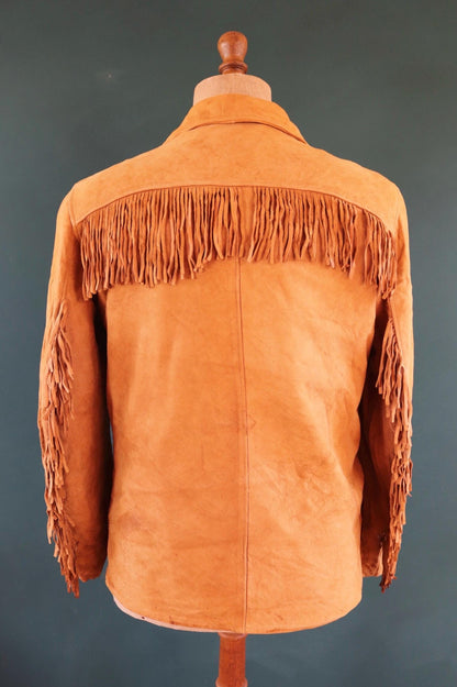 Vintage buckskin suede tassel jacket 1940s Western cowboy 42” chest California Sportswear