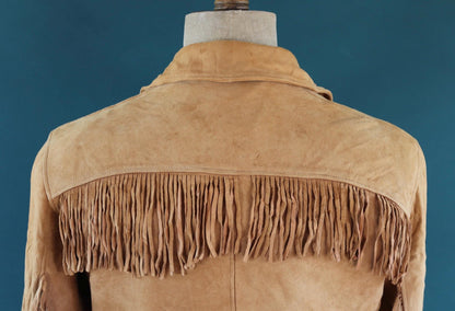 Vintage buckskin suede tassel jacket 1940s Western cowboy 42” chest California Sportswear