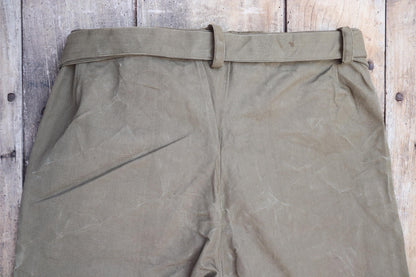 Vintage French military motorcycle trousers overalls pants khaki green cotton canvas dispatch rider 1950s army 40” x 29”