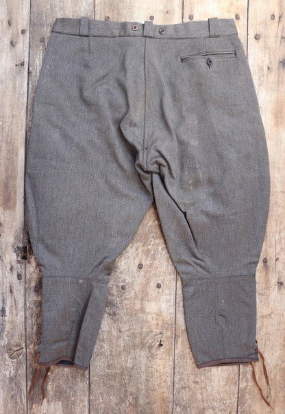 Vintage French workwear trousers jodhpurs 1960s brown velours côtelé corduroy hunting riding breeches 40” x 26”