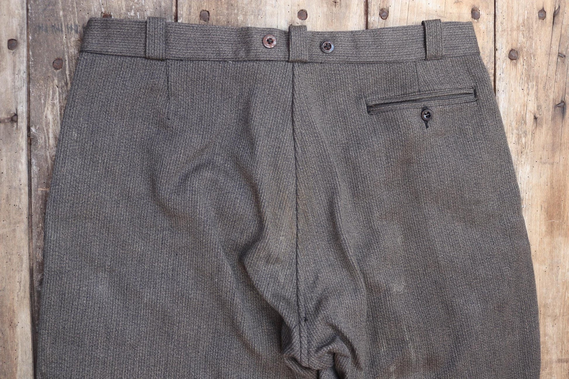Vintage French workwear trousers jodhpurs 1960s brown velours côtelé corduroy hunting riding breeches 40” x 26”