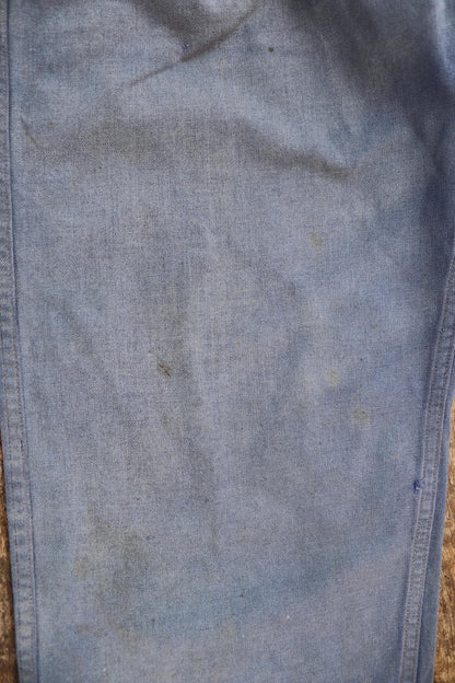 Vintage French workwear trousers pants indigo cotton twill 1960s work chore 32” x 26”