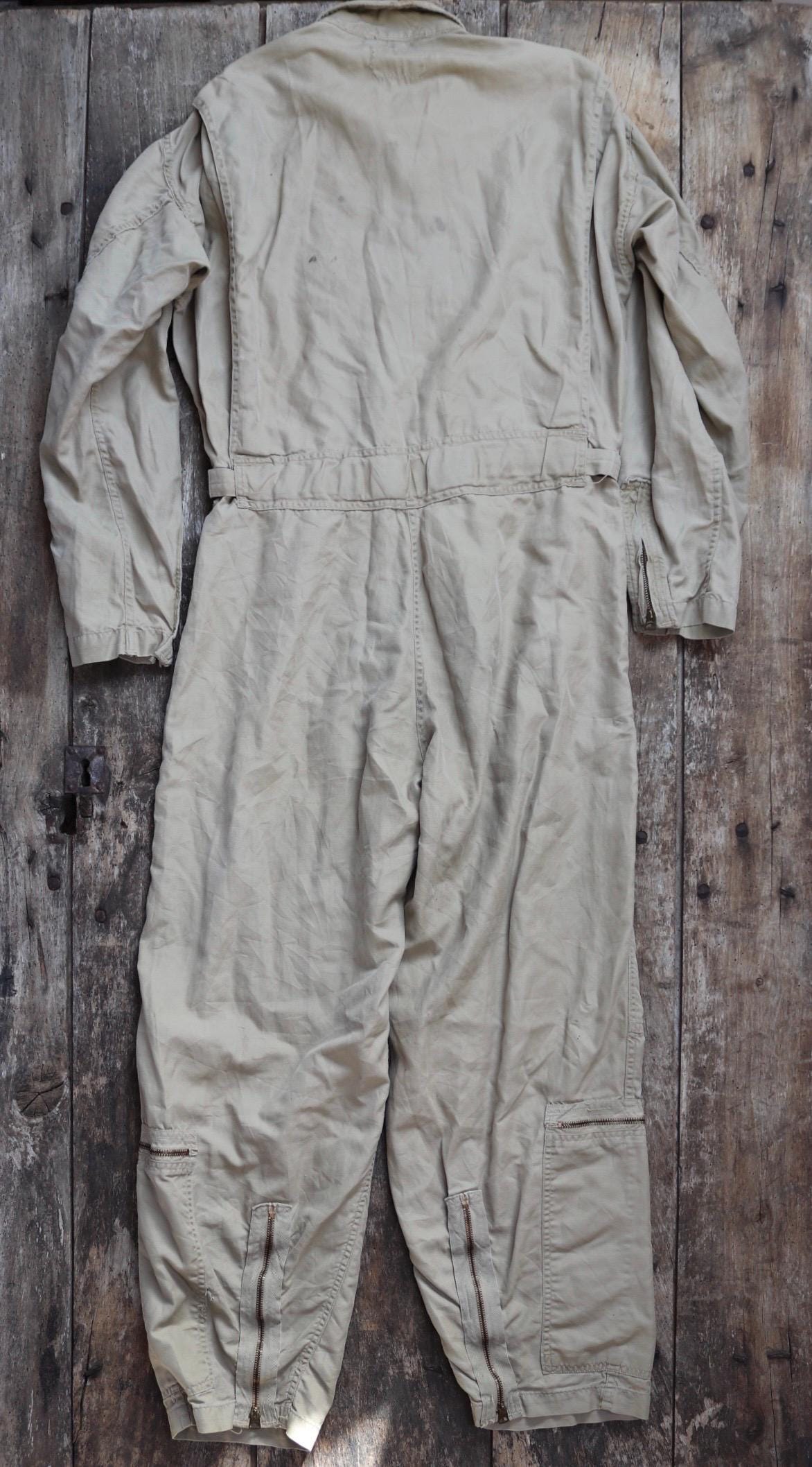 Vintage 1960s USN military flight suit coveralls Vietnam light zone khaki brown overalls MIL C 5390G 40” x 34” x 28” military Conmar