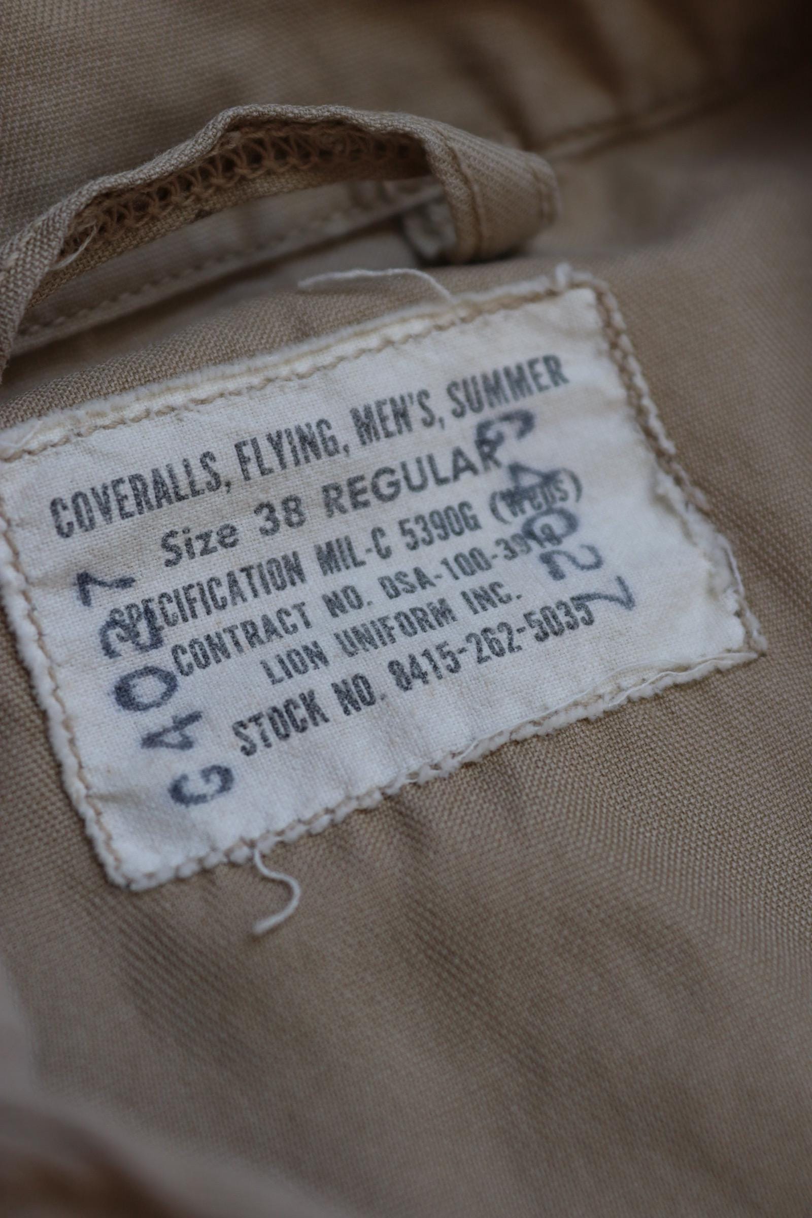 Vintage 1960s USN military flight suit coveralls Vietnam light zone khaki brown overalls MIL C 5390G 40” x 34” x 28” military Conmar