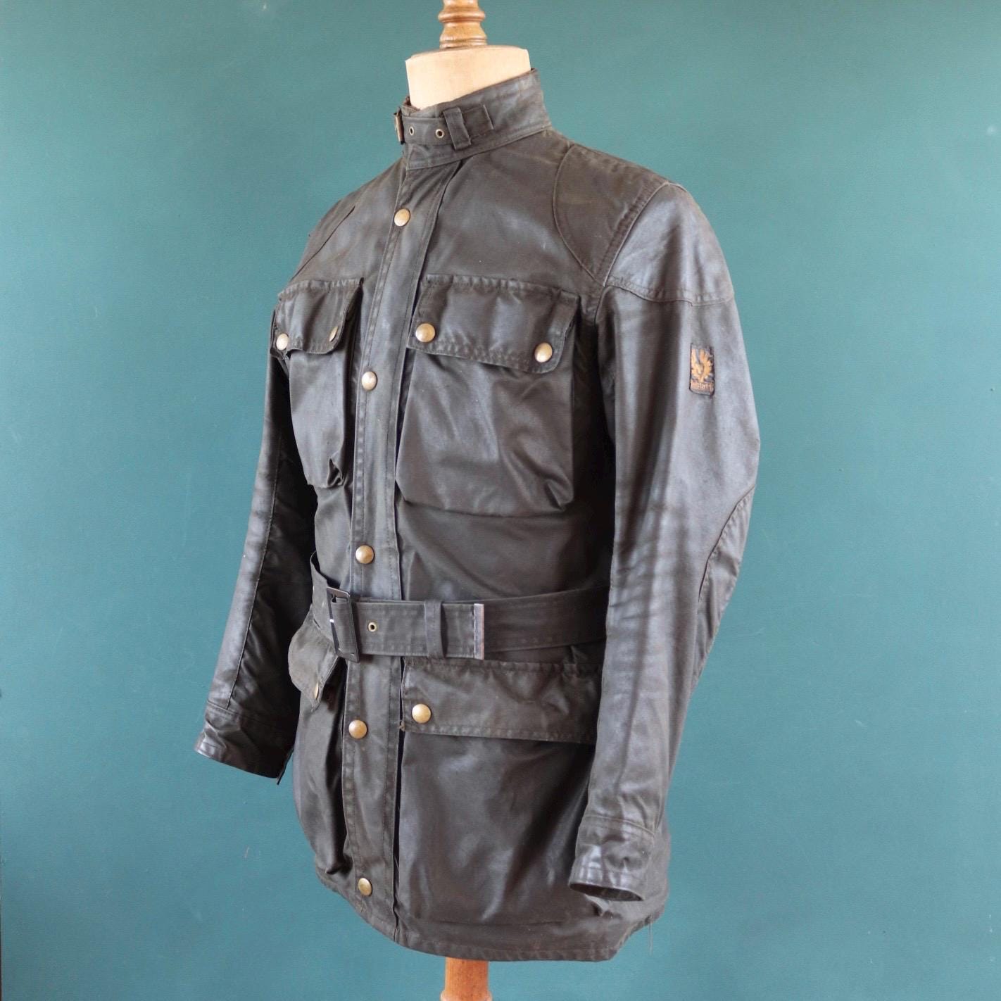 Vintage 1970s Belstaff Roadmaster jacket - waxed cotton - motorcycle trial bike racing - 40" chest