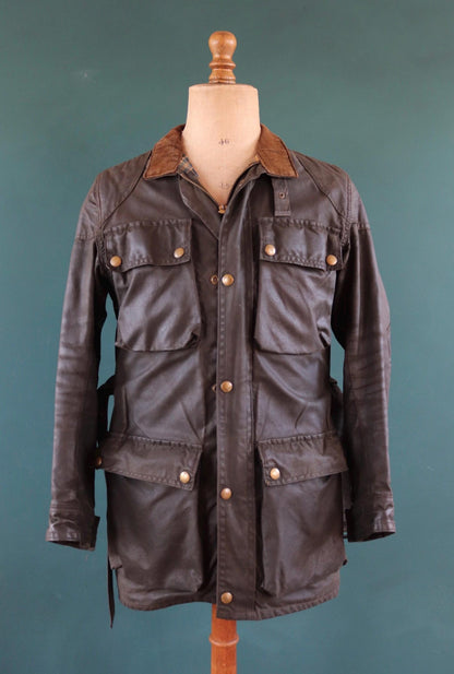 Vintage 1970s Belstaff International jacket - waxed cotton - motorcycle trial bike racing - 40" chest