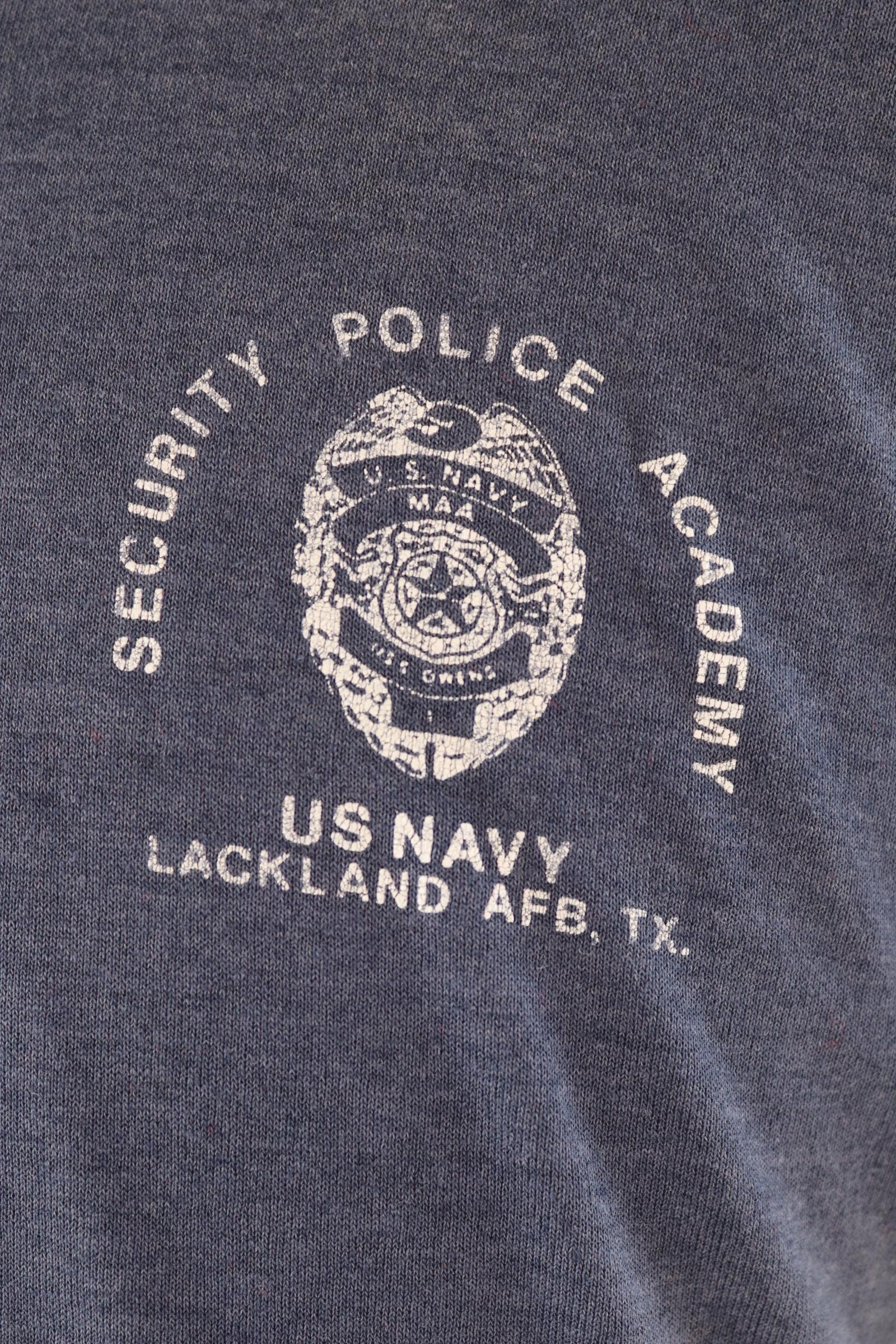 Vintage 1980s USN t shirt - US Navy Academy print - 41” chest - military sportswear - made in USA