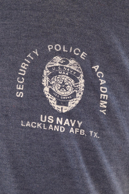 Vintage 1980s USN t shirt - US Navy Academy print - 41” chest - military sportswear - made in USA