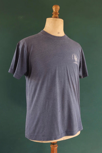 Vintage 1980s USN t shirt - US Navy Academy print - 41” chest - military sportswear - made in USA